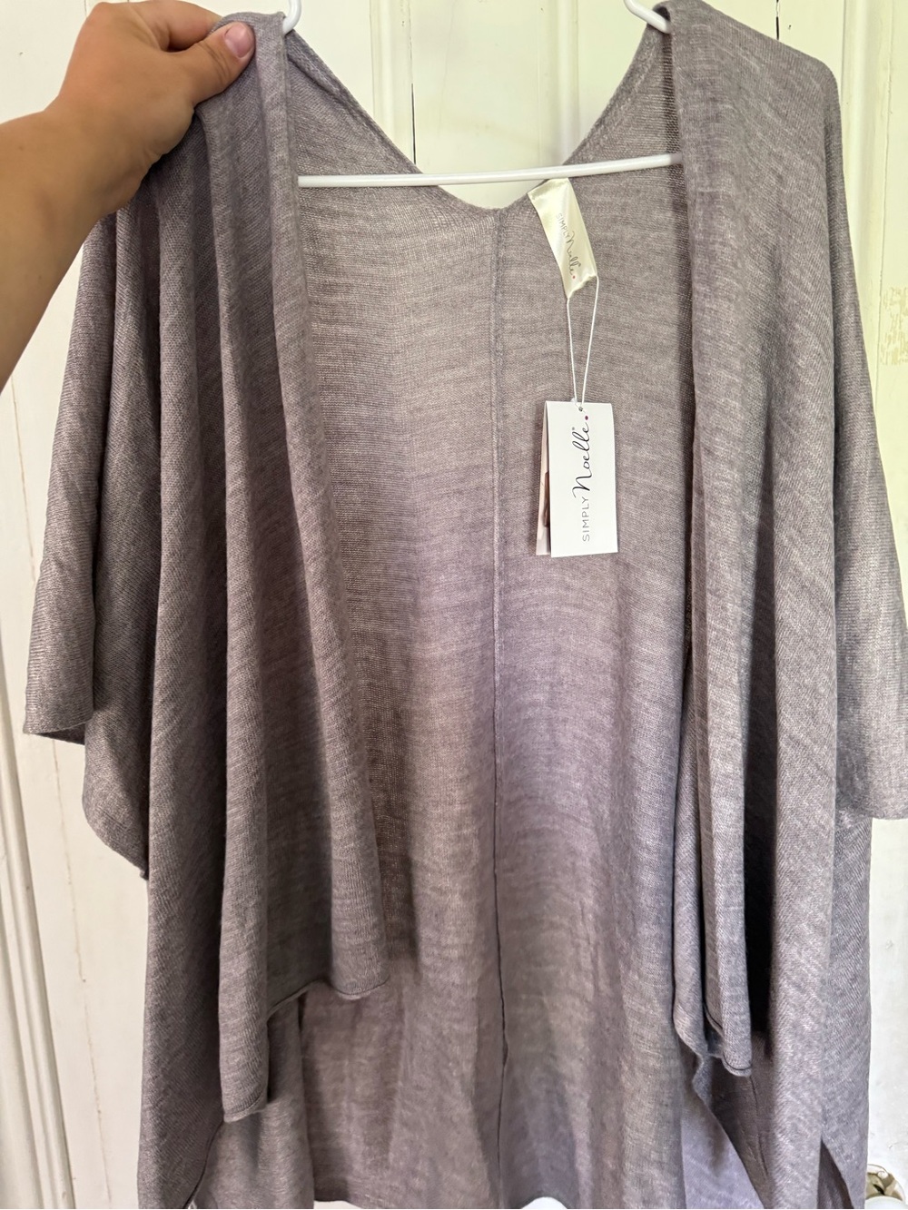 Simply Noelle Open-Front Draped Cardigan in Heather Gray